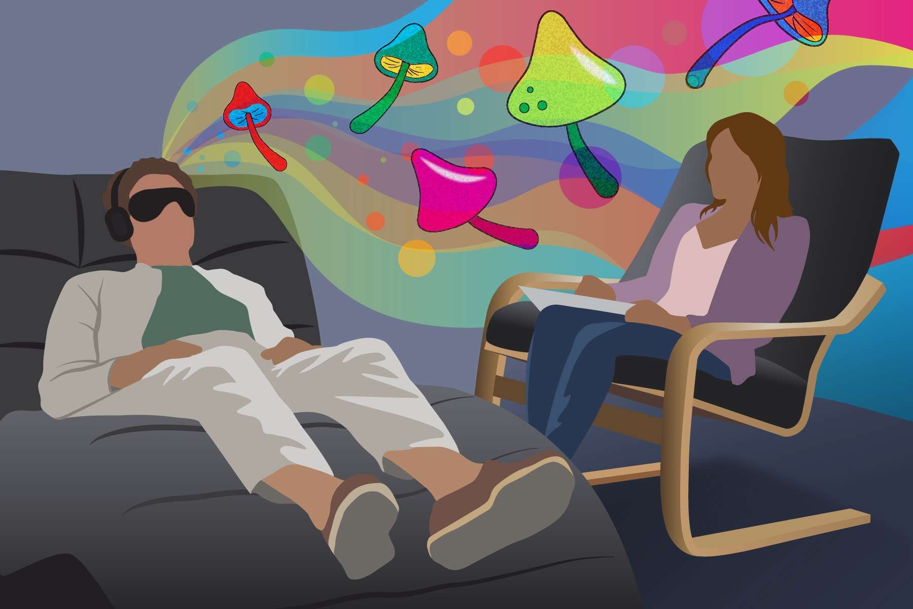 Psychedelics-focused feature image showing scientific and natural elements